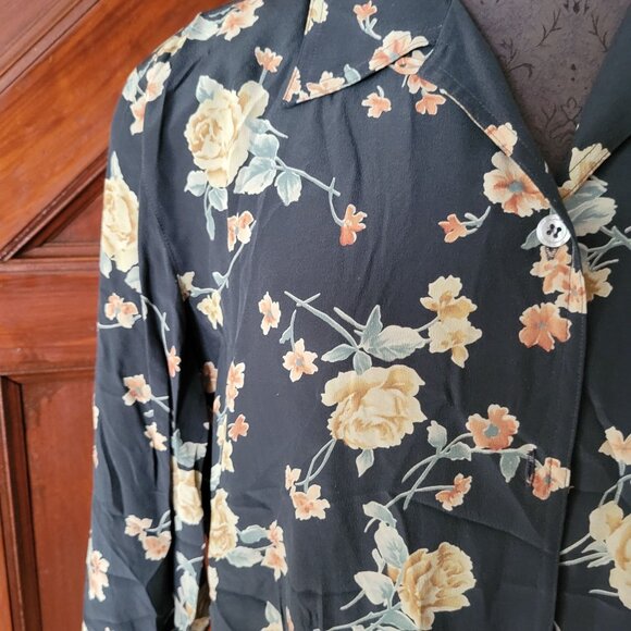 Evan-Picone Womens Floral Silk Blouse Button-Up Long Sleeve Size 12 - Picture 5 of 6